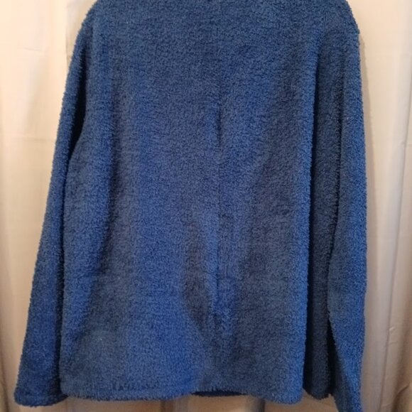 Nwt Fluffy Chenille knit V-neck Sweater XXL Vibrant dark blue Kangaroo pocket - Picture 6 of 7